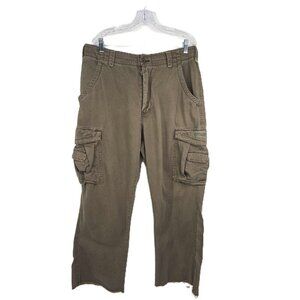 Vintage Unionbay Dark Brown Cargo Y2K 90s Raw Hem Baggy Skater Pants 36 x 28